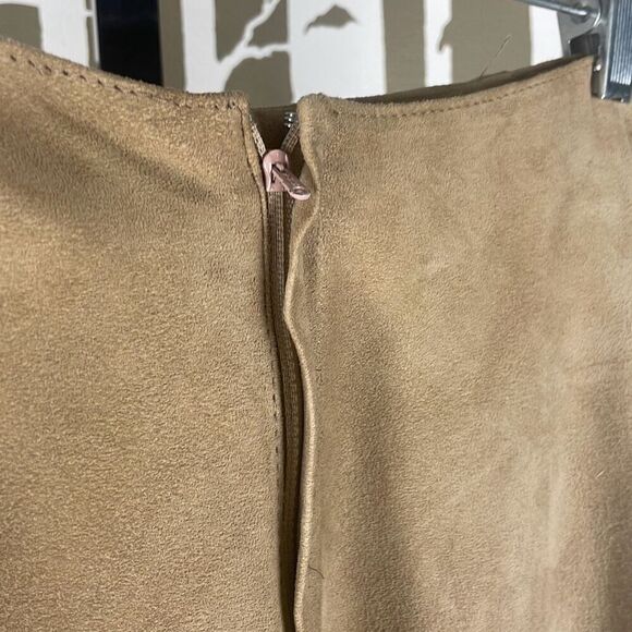 Genuine Suede Leather Maxi Skirt w Lace Hem 14 - Picture 12 of 15